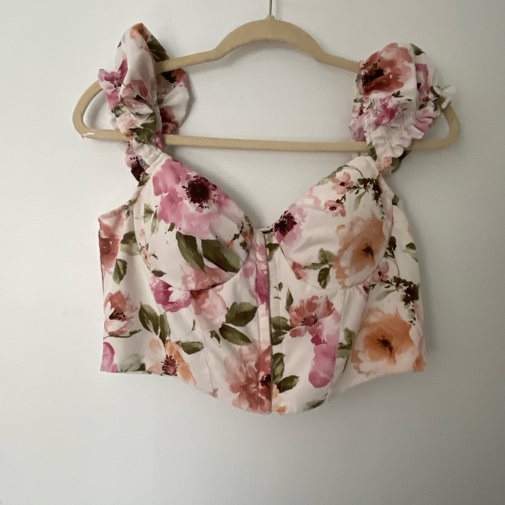 Floral Print White Top